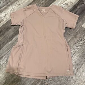 V-Neck Scrub Top in Light Tan